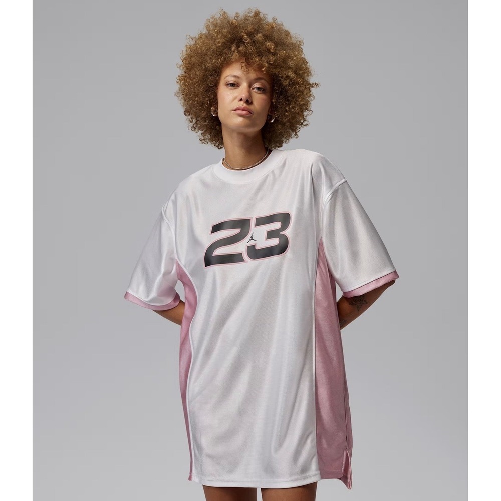 Jordan Brooklyn Jersey Dress NWOT  Pink And White Women Size S White/Pinksicle